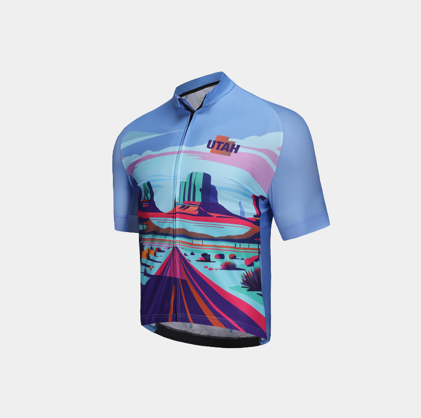 Unisex Printed Cycling Jersey-Blue