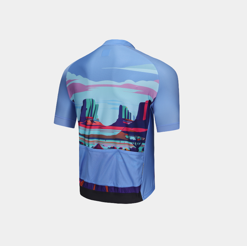 Unisex Printed Cycling Jersey-Blue