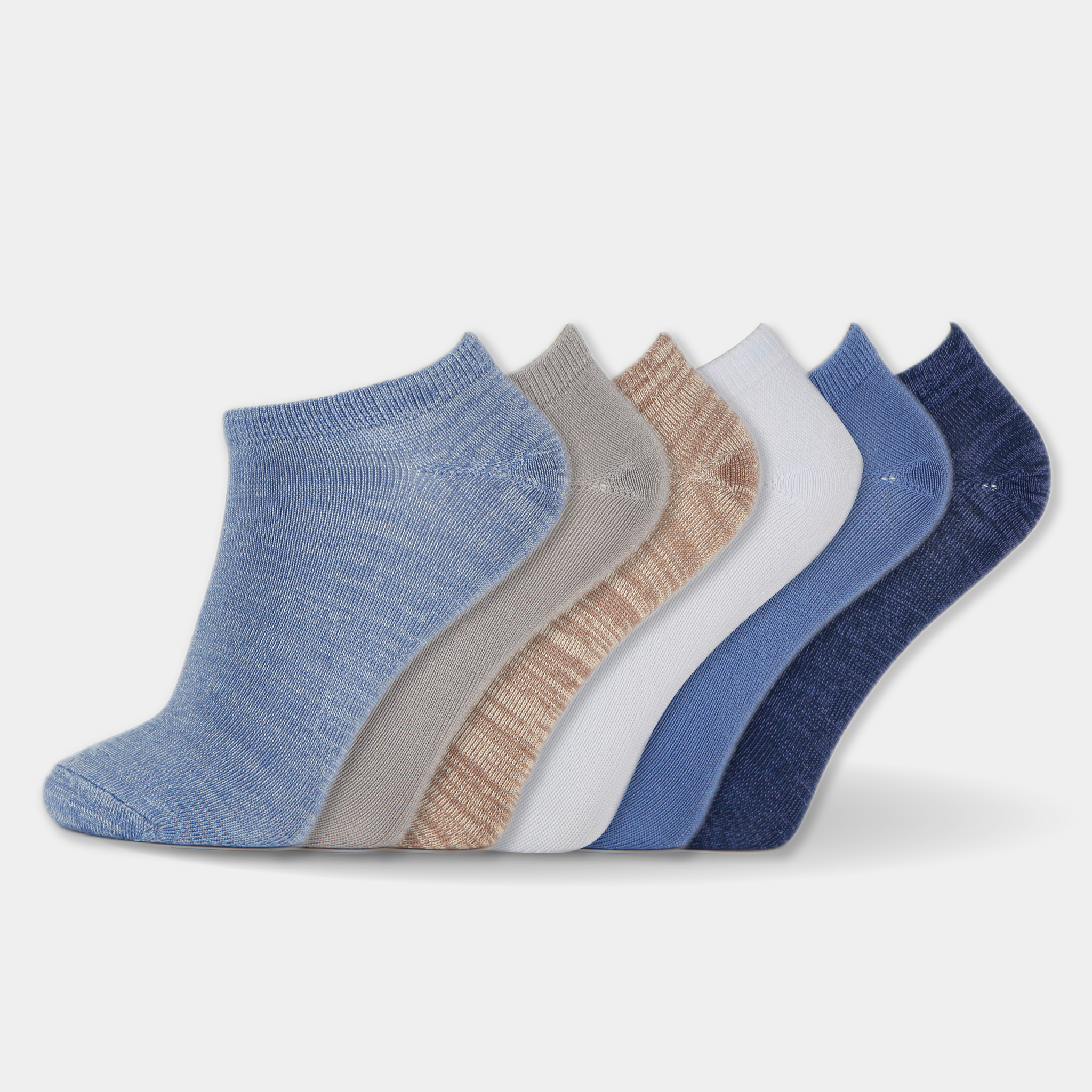 6 pairs blue assorted no show socks