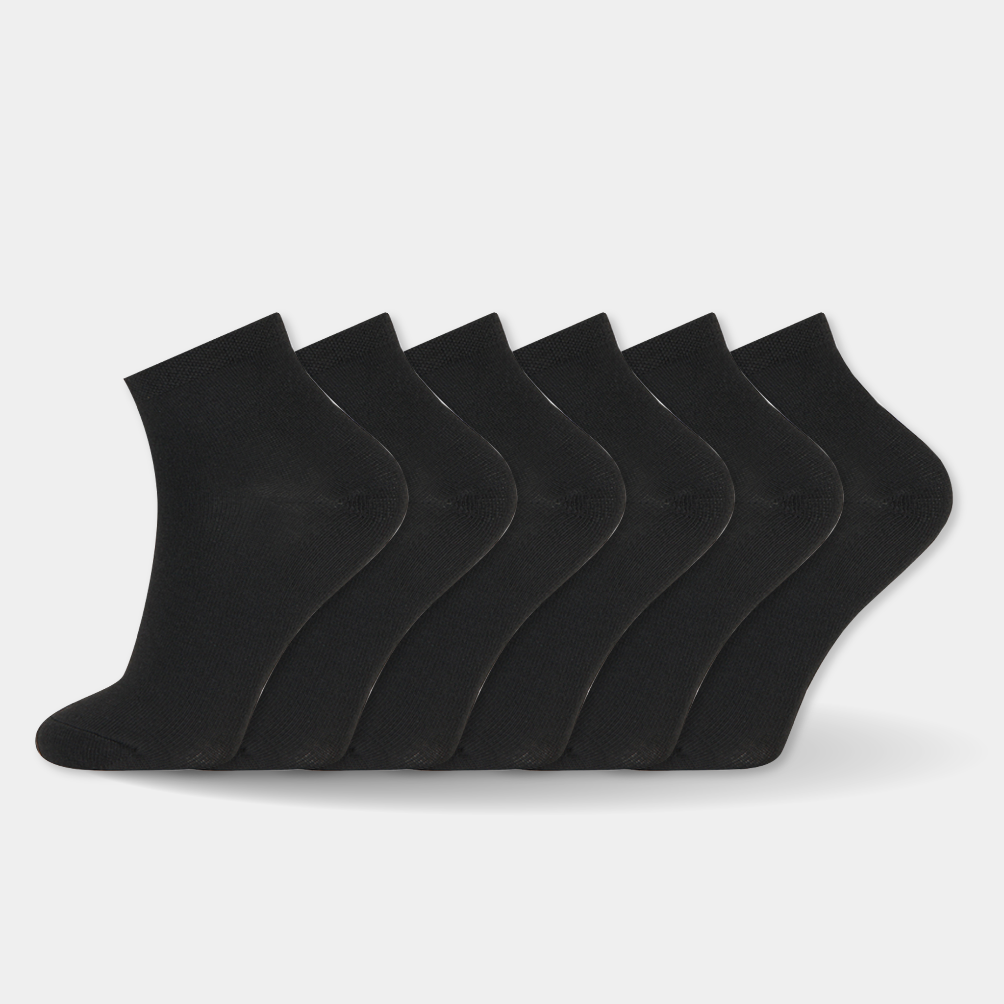 6 Pair Pack Black Ankle Socks-BLCK