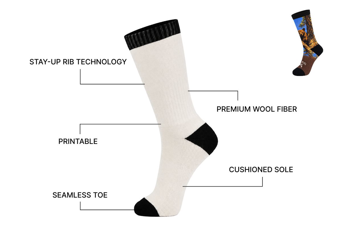 Elite Wool Crew Socks – Full-Color Print