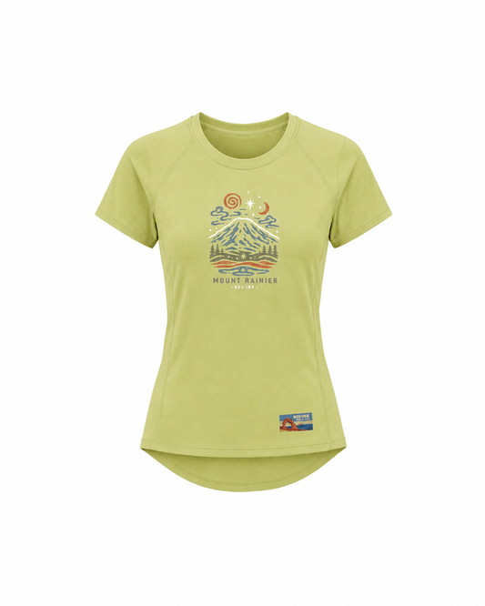 Dreamy Mount Rainier - Women's Kool Wool Fitted Short Sleeve T-Shirt