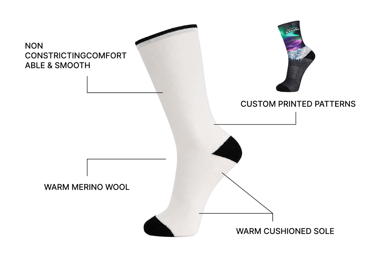 Trail Wool Crew Socks – Full-Color Print