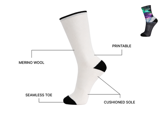 Trail Wool Crew Socks – Full-Color Print