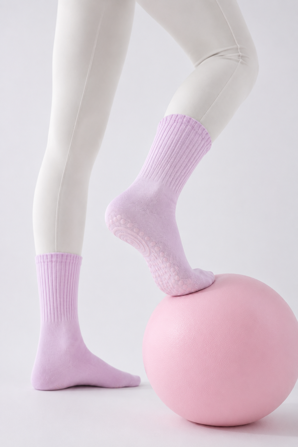 Women's Crew Length Non-Slip Grip Yoga Socks for Pilates Barre