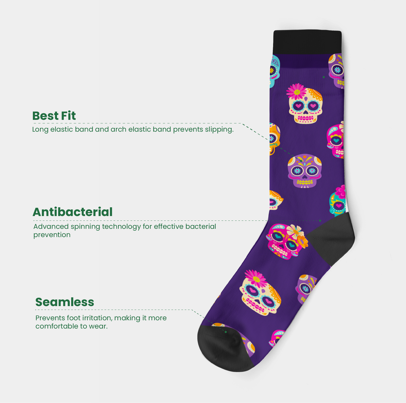 Day of the Dead Crew Sock (9")