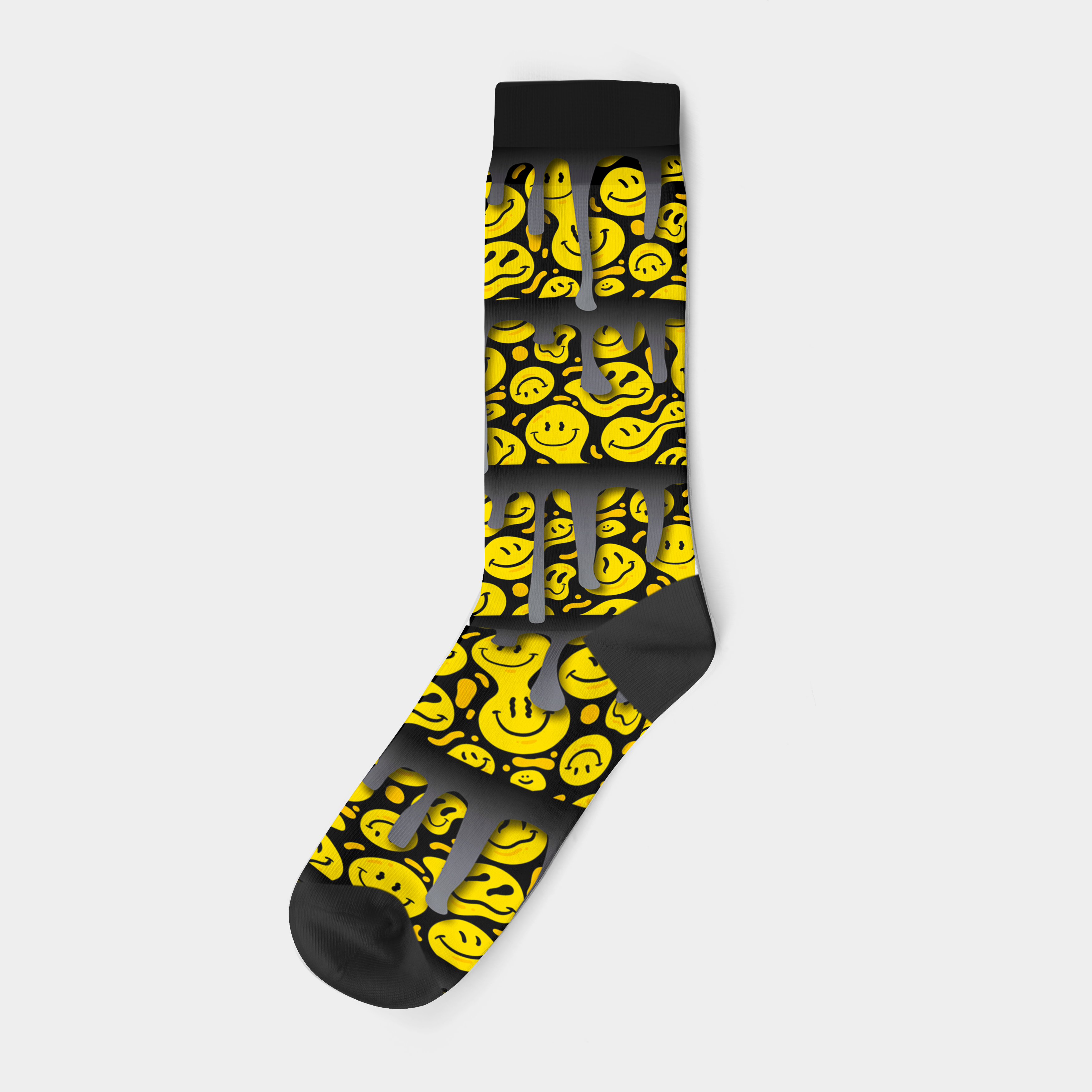 Drippy Happy Face Crew Sock (9")