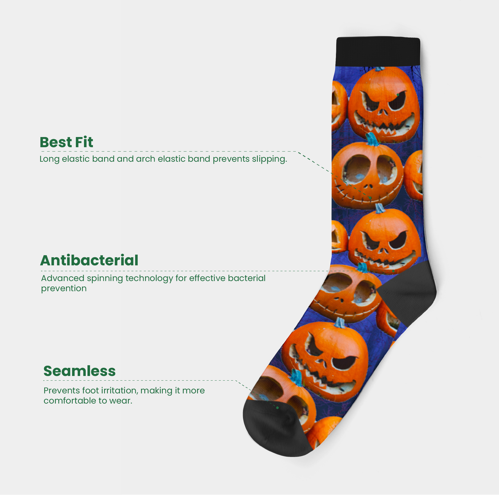 Jack O'Lanterns Crew Sock (9")