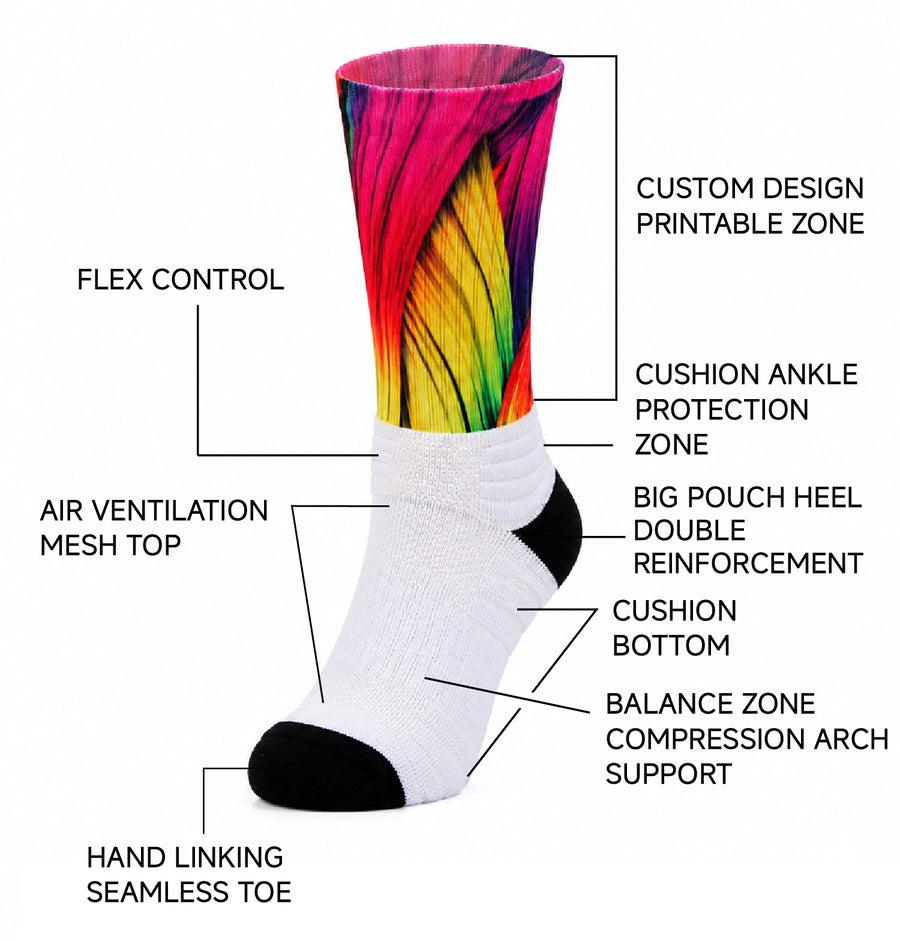 Court Performance Crew Socks - Full-Color Print