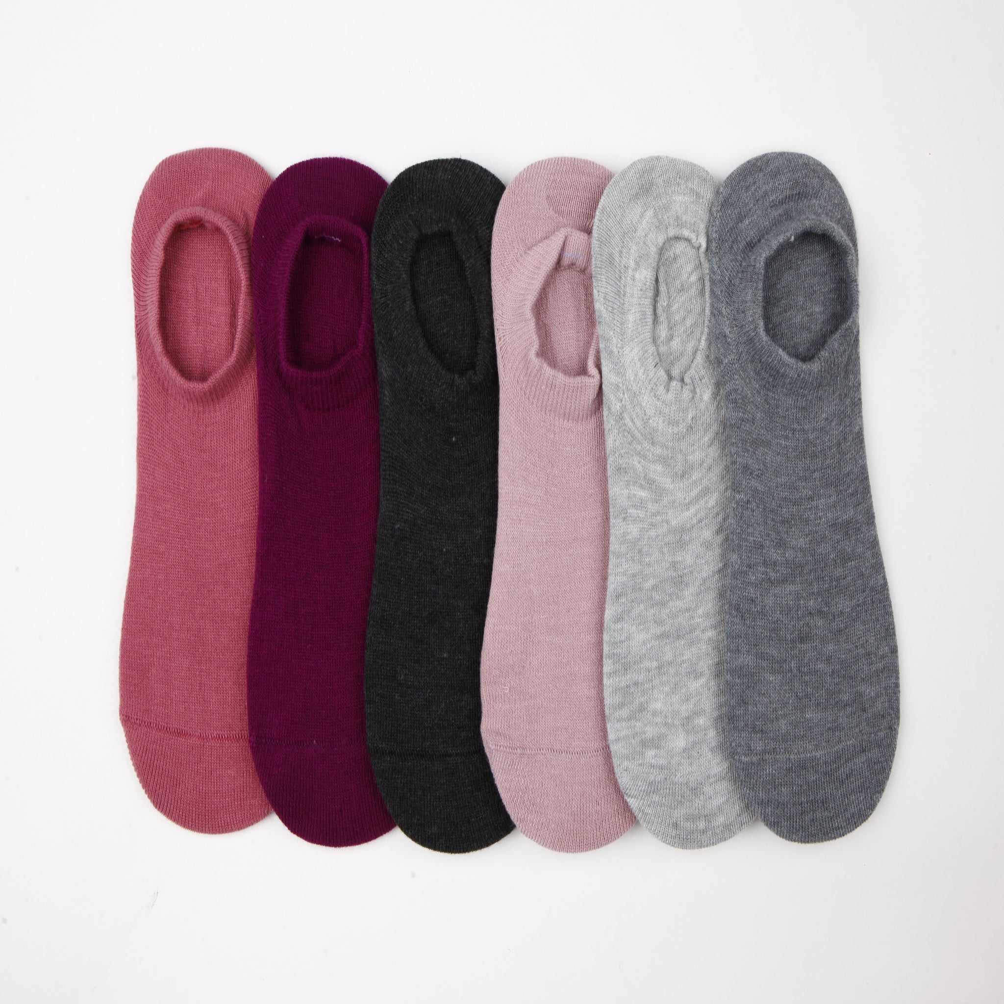 No Show Liner Socks - 6 Pairs Pack- PLUM