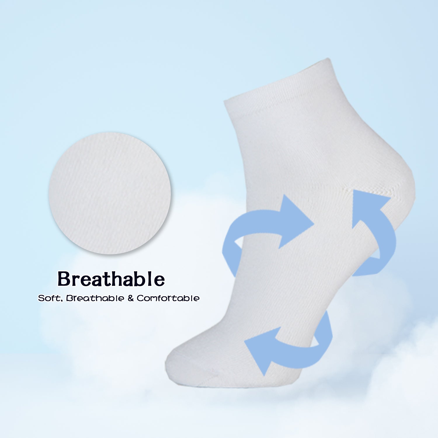 White breathable ankle sock